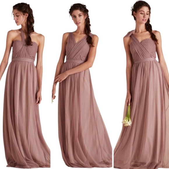 NWT Birdy Grey Womens S Christina Convertible Bridesmaid Maxi Dress Sandy Mauve - Picture 2 of 16